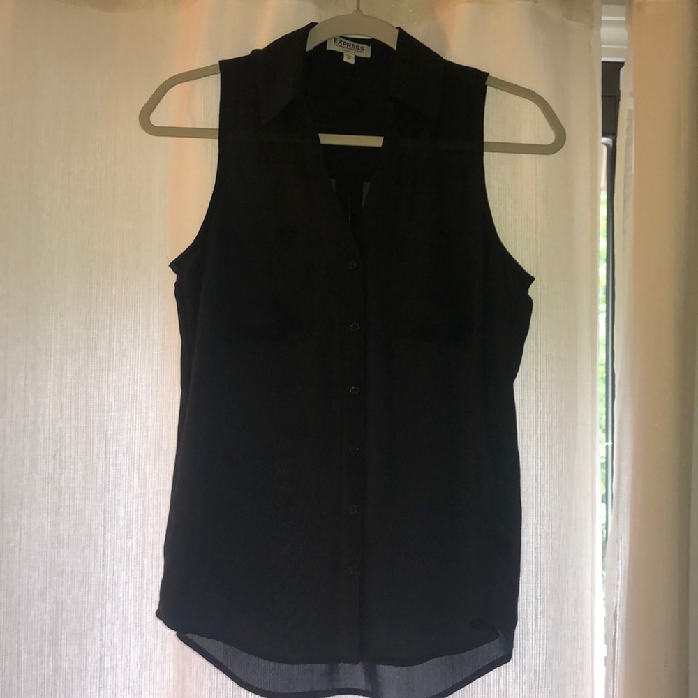Express button up black tank top
